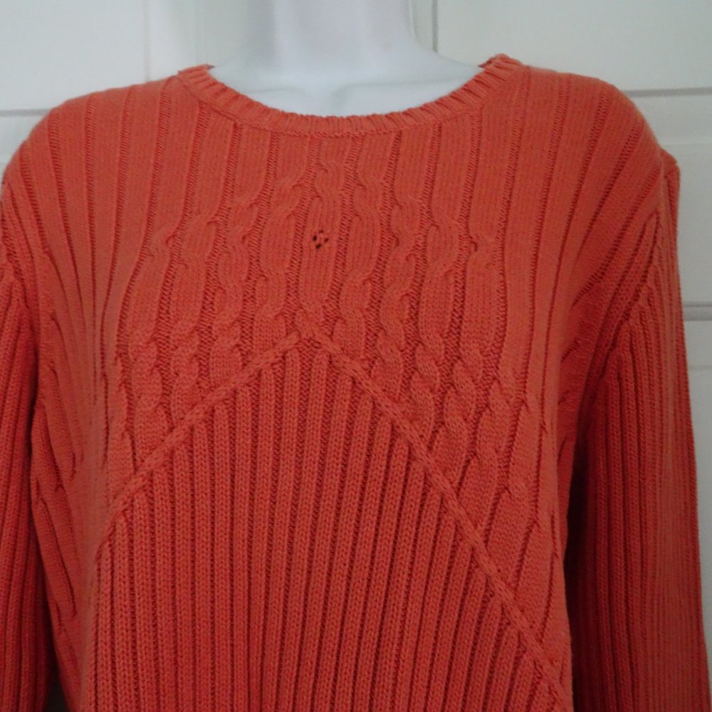 Van Heusen Women's Orange Sweater-Cable Knit-L. Sleeves-New No Tags Size Large